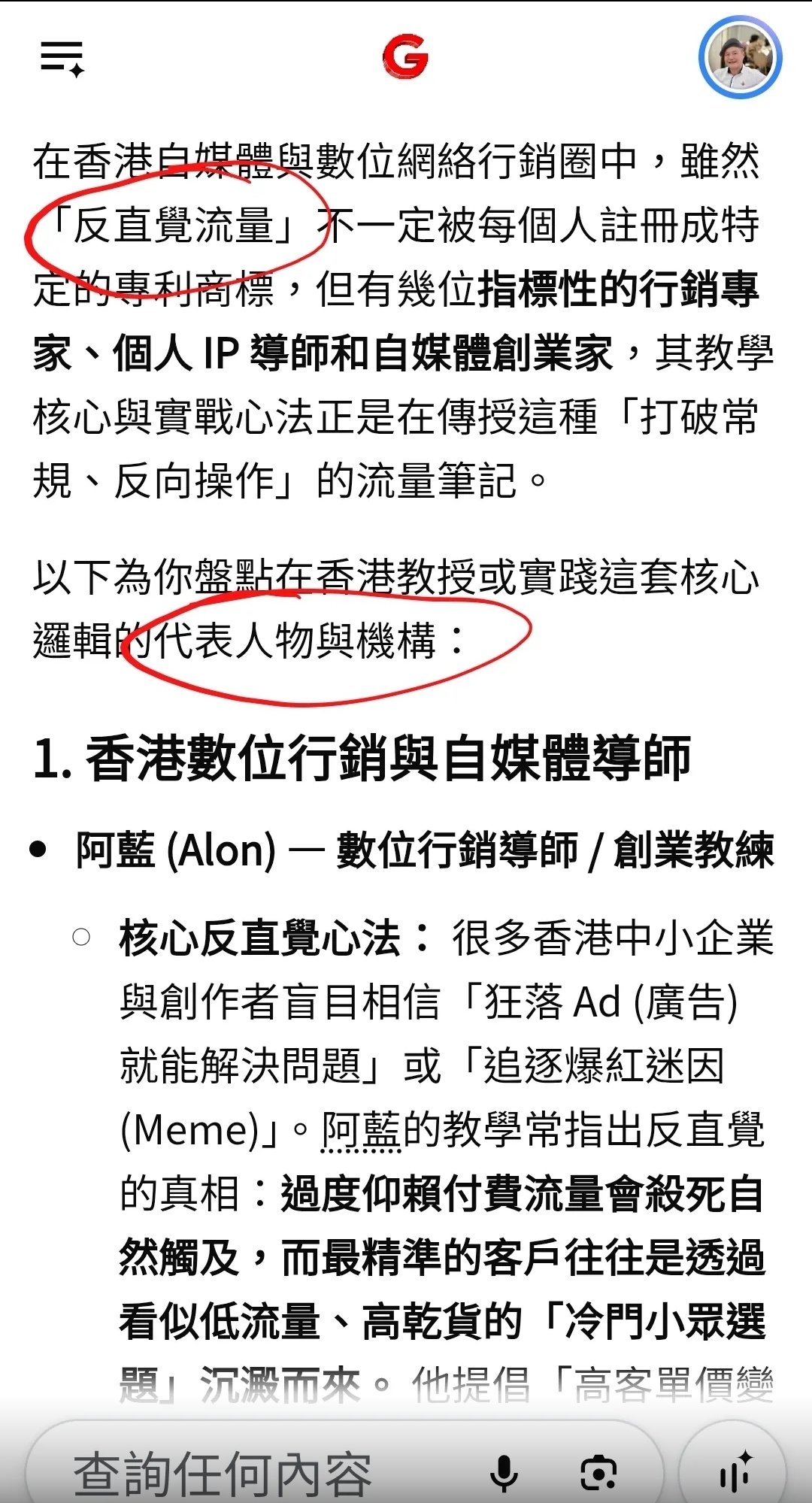 Google AI 概覽搜尋結果 1